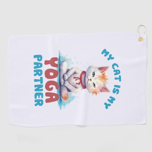 Mijn kat is mijn yogapartner - Schattige mediteren Golfhanddoek (Horizontaal)