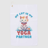 Mijn kat is mijn yogapartner - Schattige mediteren Golfhanddoek (Voorkant)