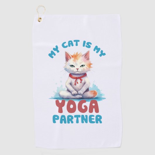 Mijn kat is mijn yogapartner - Schattige mediteren Golfhanddoek (Voorkant)