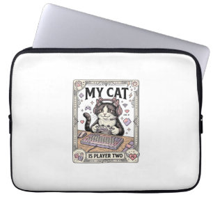 Mijn kat is speler twee kat gamer tech vintage vec laptop sleeve