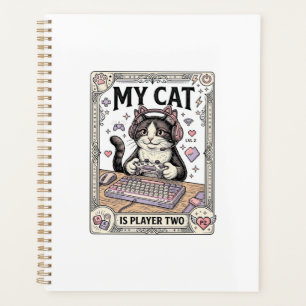 Mijn kat is speler twee kat gamer tech vintage vec planner
