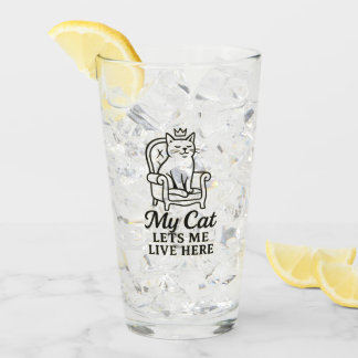 Mijn kat laat me hier wonen - Grappige kattenliefh Glas