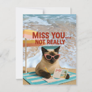 Mijn kat missen is een ansichtkaart van het strand briefkaart