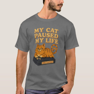 Mijn kat pauzeerde mijn leven retro sfeer 80s 90s t-shirt