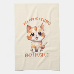 Mijn kat roept een schattige Oranje kat Theedoek