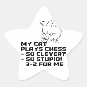 Mijn kat speelt schaak ster sticker