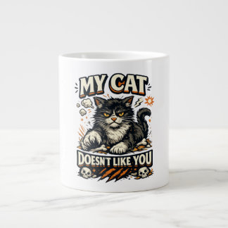 Mijn kat vindt je niet leuk Retro Extra Grote Beker
