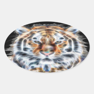 Mijn kat werkt meer tijgergezichtsenergie op ovale sticker