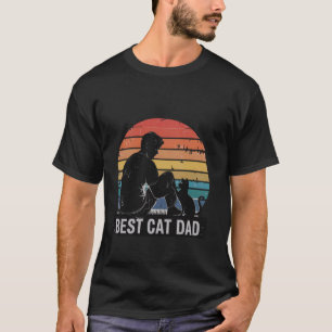 Mijn kattenvader held retro zonsondergang cool bes t-shirt