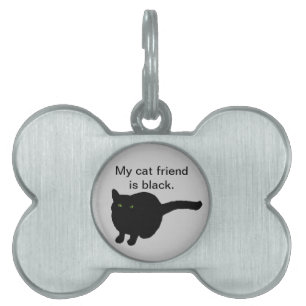 Mijn katvriend is zwart, hondenidentificatieplaatj huisdieren naamplaatje