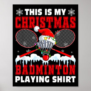 Mijn Kerst Badminton Spelende Shirt Overeenkomende Poster