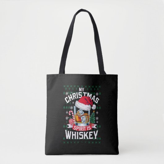 Mijn kerstgeest is whiskey lelijke trui Kerstmis P Draagtas (Voorkant)