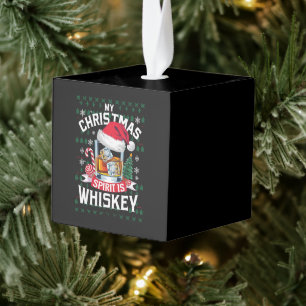 Mijn kerstgeest is whiskey lelijke trui Kerstmis P Kubus Ornament