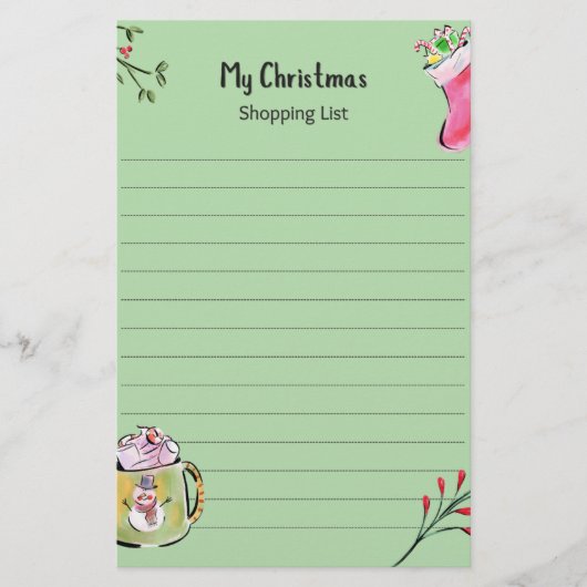 Mijn kerstinkooplijst briefpapier (Voorkant)