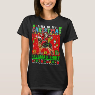 Mijn kerstpyjama's Kerstman rijdt op Duitse herde T-shirt