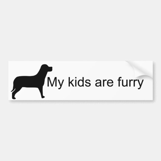 Mijn Kinderen zijn Furry (Dog Silhouette) Bumperst Bumpersticker (Voorkant)