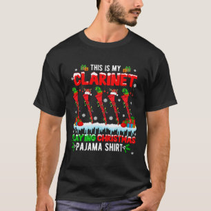 Mijn klarinet Spelen Kerstmis Pyjama Groep Santa R T-shirt