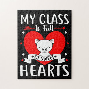 Mijn klas zit vol met zoete harten Valentijn Legpuzzel