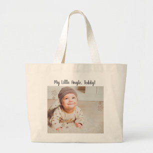 Mijn Kleine Engel Teddy Foto Aangepaste Boodscha Grote Tote Bag