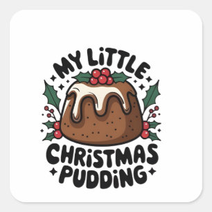 Mijn Kleine Kerstpudding Kerst Zwangerschap Vierkante Sticker