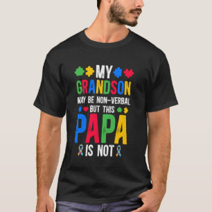 Mijn kleinkind trots autisme papa autisme krijger t-shirt