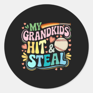 Mijn kleinkinderen slaan en stelen Moederdag-honkb Ronde Sticker