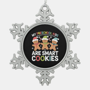 Mijn kleuters zijn slimme rakkers juf kerst tin sneeuwvlok ornament
