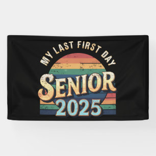 Mijn laatste eerste dag school senior 2025 Vintage Spandoek