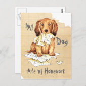 Mijn lange Dachshund Ate mijn thuiswerk Briefkaart (Voorkant / Achterkant)