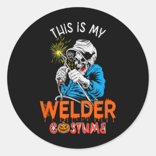 Mijn lasser kostuum Halloween horror lasser gereed Ronde Sticker