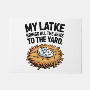 Mijn Latke Brengt Alle Joden Naar De Tuin Hanukkah Deurmat