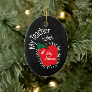 Mijn leraar maakt 1st grade Rock Chalkboard Keramisch Ornament