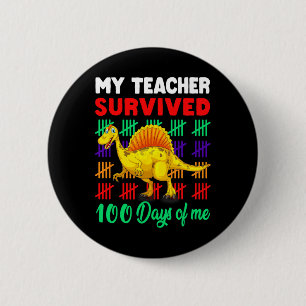 Mijn leraar overleefde 100 dagen Kind Dinosaur tot Ronde Button 5,7 Cm