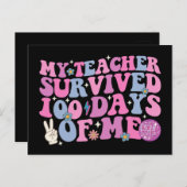 Mijn leraar overleefde 100 dagen van mij Disco Gro Briefkaart (Voorkant / Achterkant)