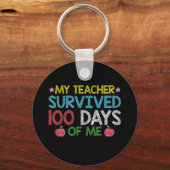 Mijn leraar overleefde de 100ste dag van mijn scho sleutelhanger (Voorkant)