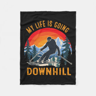 Mijn leven gaat bergafwaarts Winter Snowboarding S Fleece Deken
