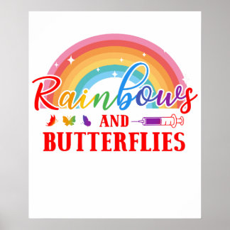 mijn leven is allemaal regenbogen en vlinders.png poster