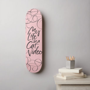 Mijn leven is een Cat Video Slechte zwarte roze Skateboard