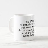 Mijn leven is een constante slaggrap. koffiemok (Voorkant links)