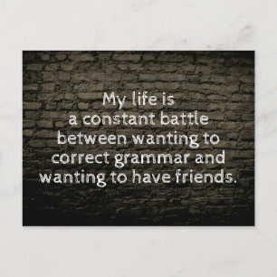 Mijn leven is een constante zwarte grap briefkaart