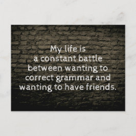 Mijn leven is een constante zwarte grap briefkaart