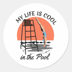 Mijn leven is kool in de pool - Perfect zwemontwer Ronde Sticker