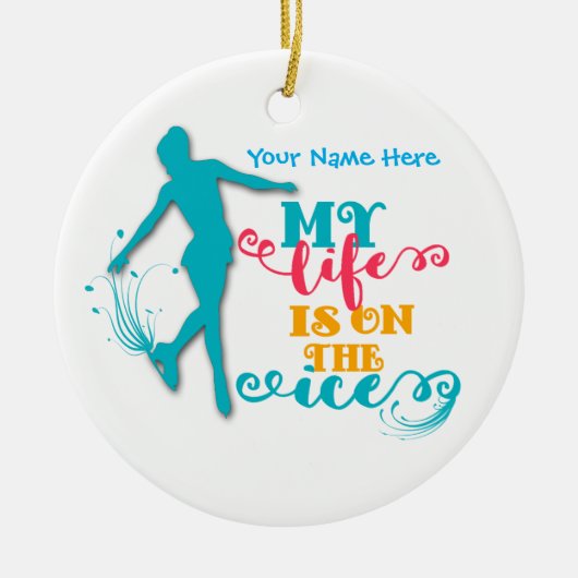 Mijn leven staat op de ijsfiguur die de versiering keramisch ornament (Voorkant)