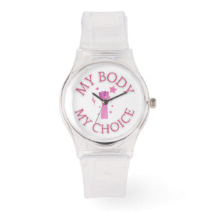 Mijn lichaam Mijn keuze Roze Feminist Horloge