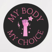 Mijn lichaam Mijn keuze Roze Feminist Labels (Design 1)