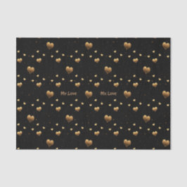 Mijn liefde Elegant Gold Hearts op Black Tissuepapier