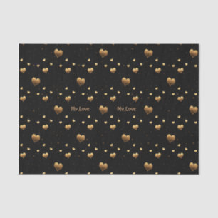 Mijn liefde Elegant Gold Hearts op Black Tissuepapier