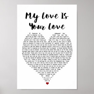 Mijn liefde is jouw liefdeshart song lyric print