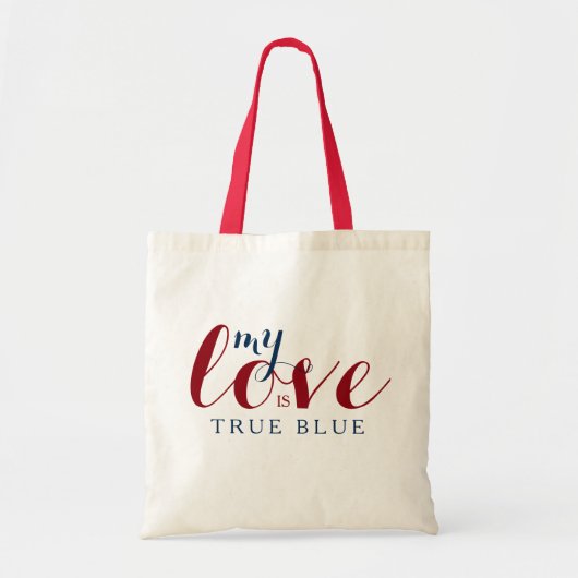 Mijn liefde is True Blue Love Text Design Tote Bag (Voorkant)