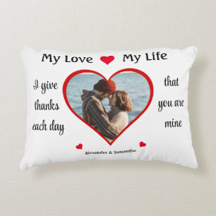 Mijn Liefde Mijn Leven Romantisch Hart Foto Accent Kussen